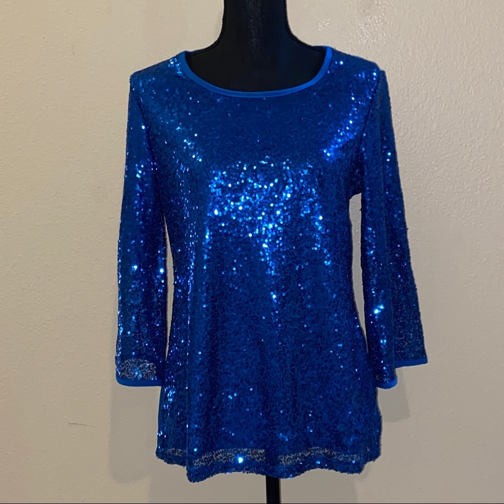 Baltic Blue Sequin Top